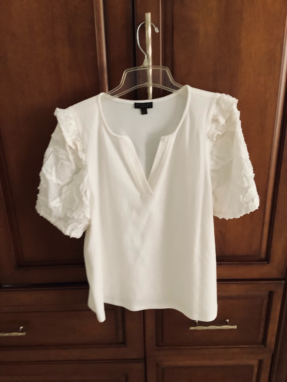 ANTHROPOLOGIE CURRENT AIR JACQUIE BONE LACE SLEEVED TOP SZ XL